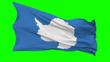 Antarctica Flag Waving Seamless Loop in Wind, Chroma Key Green Screen, Luma Matte Selection video