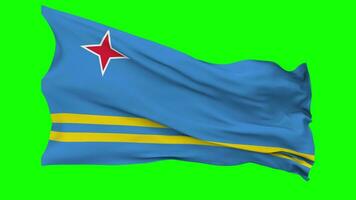 Aruba Flag Waving Seamless Loop in Wind, Chroma Key Green Screen, Luma Matte Selection video