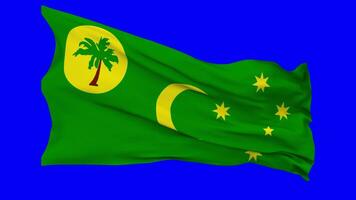 Territory of Cocos Islands, Keeling Islands Flag Waving Seamless Loop in Wind, Chroma Key Green Screen, Luma Matte Selection video
