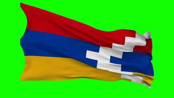 Artsakh Flag Waving Seamless Loop in Wind, Chroma Key Green Screen, Luma Matte Selection video
