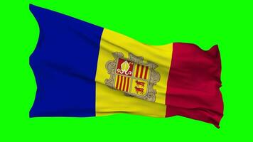 Andorra vlag golvend naadloos lus in wind, chroma sleutel groen scherm, luma matte selectie video