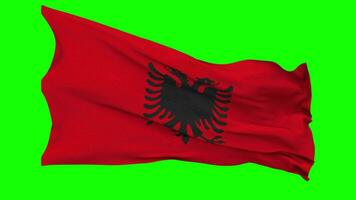 Albania Flag Waving Seamless Loop in Wind, Chroma Key Green Screen, Luma Matte Selection video