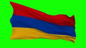 Armenia Flag Waving Seamless Loop in Wind, Chroma Key Green Screen, Luma Matte Selection video