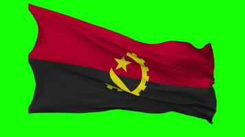 Angola Flag Waving Seamless Loop in Wind, Chroma Key Green Screen, Luma Matte Selection video