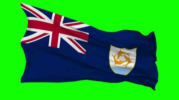 Anguilla Flag Waving Seamless Loop in Wind, Chroma Key Green Screen, Luma Matte Selection video