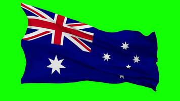 Australia Flag Waving Seamless Loop in Wind, Chroma Key Green Screen, Luma Matte Selection video