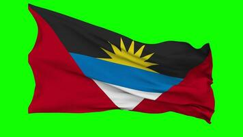 antigua och barbuda flagga vinka sömlös slinga i vind, krom nyckel grön skärm, luma matt urval video
