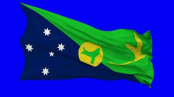 território do Natal ilha bandeira acenando desatado ciclo dentro vento, croma chave verde tela, luma fosco seleção video