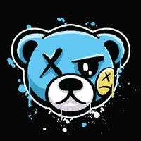 vector graffiti hand drawn cool teddy bear designs for streetwear illustration