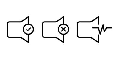 Icons that increase and decrease the sound. The icon indicates mute. Set of sound icons with different signal levels in line style. Vector. vector