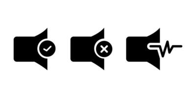 Icons that increase and decrease the sound. The icon indicates mute. Set of sound icons with different signal levels in black filled style. Vector. vector