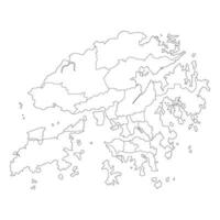 Hong Kong map. Map of Hong Kong in administrative regions vector