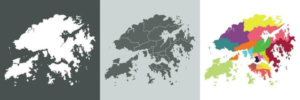 hong kong mapa. mapa de hong kong en conjunto vector