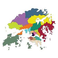 Hong Kong map. Map of Hong Kong in administrative regions vector