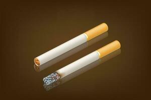smoking cigarette new and smoked vector