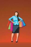 shopping woman silhouette vector