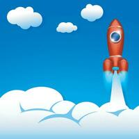 spaceship through clouds vector