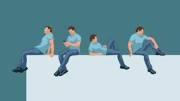 sitting man set vector