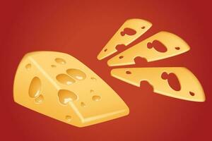 piece cheese slices vector