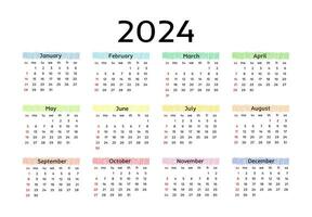 Calendar for 2024 isolated on a white background vector