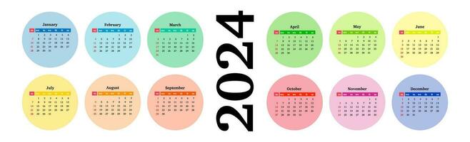 Calendar for 2024 isolated on a white background vector