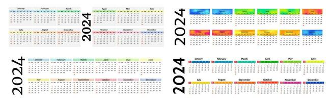 Calendar for 2024 isolated on a white background vector