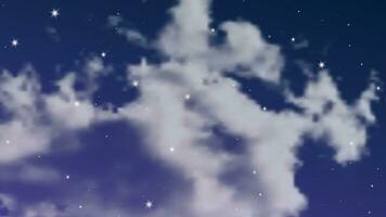 Night sky with clouds and many stars. Abstract nature background with stardust in deep universe. Vector illustration.