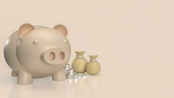 The Piggy Bank and Money Bag for business concept 3d rendering photo