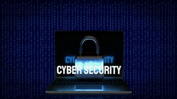 The Cybersecurity text on digital Background 3d rendering photo