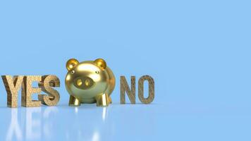 The Gold piggy Bank for earn concept 3d rendering photo