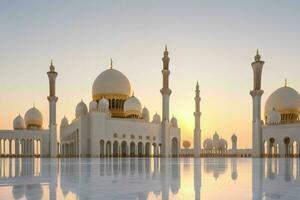 Sheikh Zayed Grand Mosque in Abu Dhabi. background. AI Generative Pro Photo