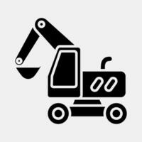 Icon wheeled excavator. Heavy equipment elements. Icons in glyph style. Good for prints, posters, logo, infographics, etc. vector