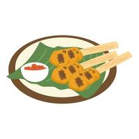 sate lilit traditional bali culinary vector