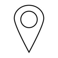 thin line pin point, GPS location symbol, map pointer flat design style vector icon on white background