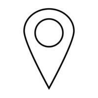 thin line pin point, GPS location symbol, map pointer flat design style vector icon on white background