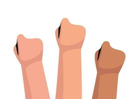 Group of fists raised up in air vector illustration