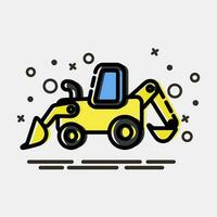 Icon backhoe. Heavy equipment elements. Icons in MBE style. Good for prints, posters, logo, infographics, etc. vector