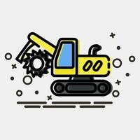 Icon trencher machine. Heavy equipment elements. Icons in MBE style. Good for prints, posters, logo, infographics, etc. vector