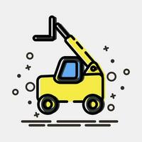 Icon telescopic loader telehandler. Heavy equipment elements. Icons in MBE style. Good for prints, posters, logo, infographics, etc. vector