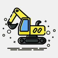 Icon tracked excavator. Heavy equipment elements. Icons in MBE style. Good for prints, posters, logo, infographics, etc. vector
