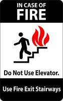 In Case Of Fire Sign Do Not Use Elevators, Use Fire Exit Stairways vector