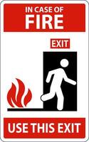 In Case Of Fire Sign Use This Exit vector