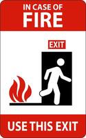 In Case Of Fire Sign Use This Exit vector