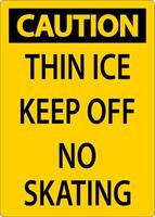 Thin Ice Sign Caution - Thin Ice Keep Off No Skating vector