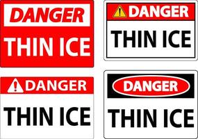 Danger Sign, Warning Thin Ice Sign vector