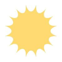 Round sun shape badge, sun rays label, yellow frame vector