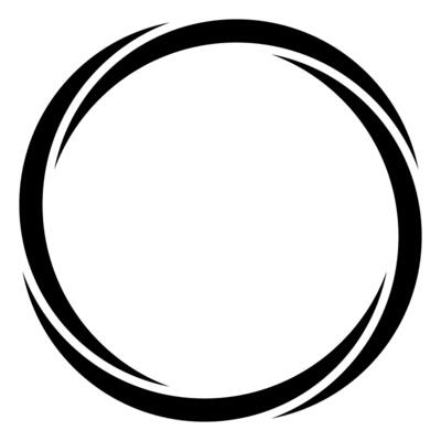 Round curve frame 4 sectors moon ornament circle border doodle