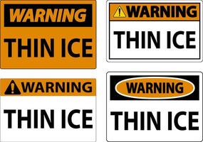 Warning Sign, Warning Thin Ice Sign vector