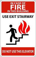 In Case Of Fire Sign Use Exit Stairways, Do Not Use This Elevator vector