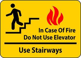 In Case Of Fire Sign Do Not Use Elevators - Use Stairways vector